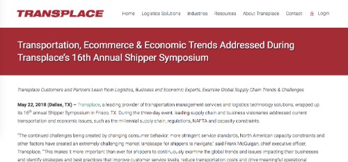Transplace 17th Annual Shipper Symposium